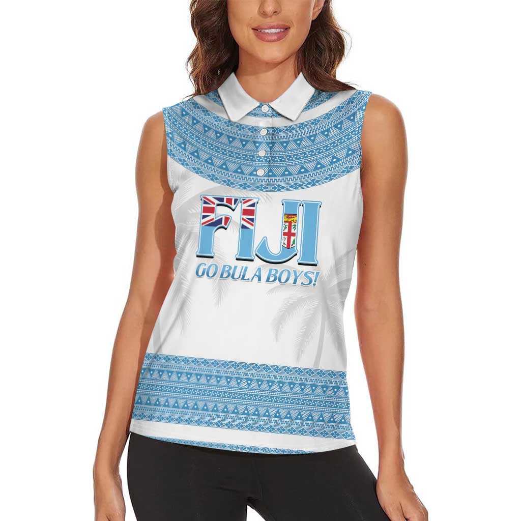 Custom Fiji Tapa Football Women Sleeveless Polo Shirt Go Bula Boy!