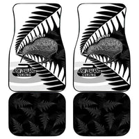 New Zealand Silver Fern Curling Personalised Car Mats Aotearoa Kiwi Ponga Black White Version LT14 - Polynesian Pride