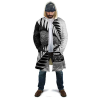 New Zealand Silver Fern Curling Personalised Cloak Aotearoa Kiwi Ponga Black White Version - Polynesian Pride