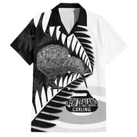 New Zealand Silver Fern Curling Personalised Hawaiian Shirt Aotearoa Kiwi Ponga Black White Version - Polynesian Pride