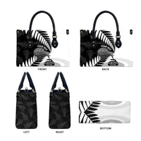 New Zealand Silver Fern Curling Personalised Leather Bag Aotearoa Kiwi Ponga Black White Version LT14 - Polynesian Pride