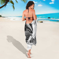 New Zealand Silver Fern Curling Personalised Sarong Aotearoa Kiwi Ponga Black White Version - Polynesian Pride