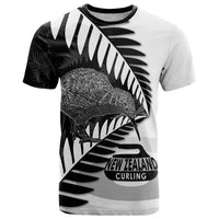 New Zealand Silver Fern Curling Personalised T Shirt Aotearoa Kiwi Ponga Black White Version - Polynesian Pride