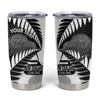 New Zealand Silver Fern Curling Personalised Tumbler Cup Aotearoa Kiwi Ponga Black White Version LT14 Black - Polynesian Pride