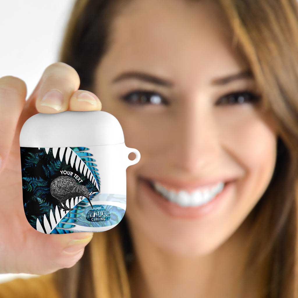 New Zealand Silver Fern Curling Personalised AirPods Case Aotearoa Kiwi Ponga Paua Shell Version - Polynesian Pride