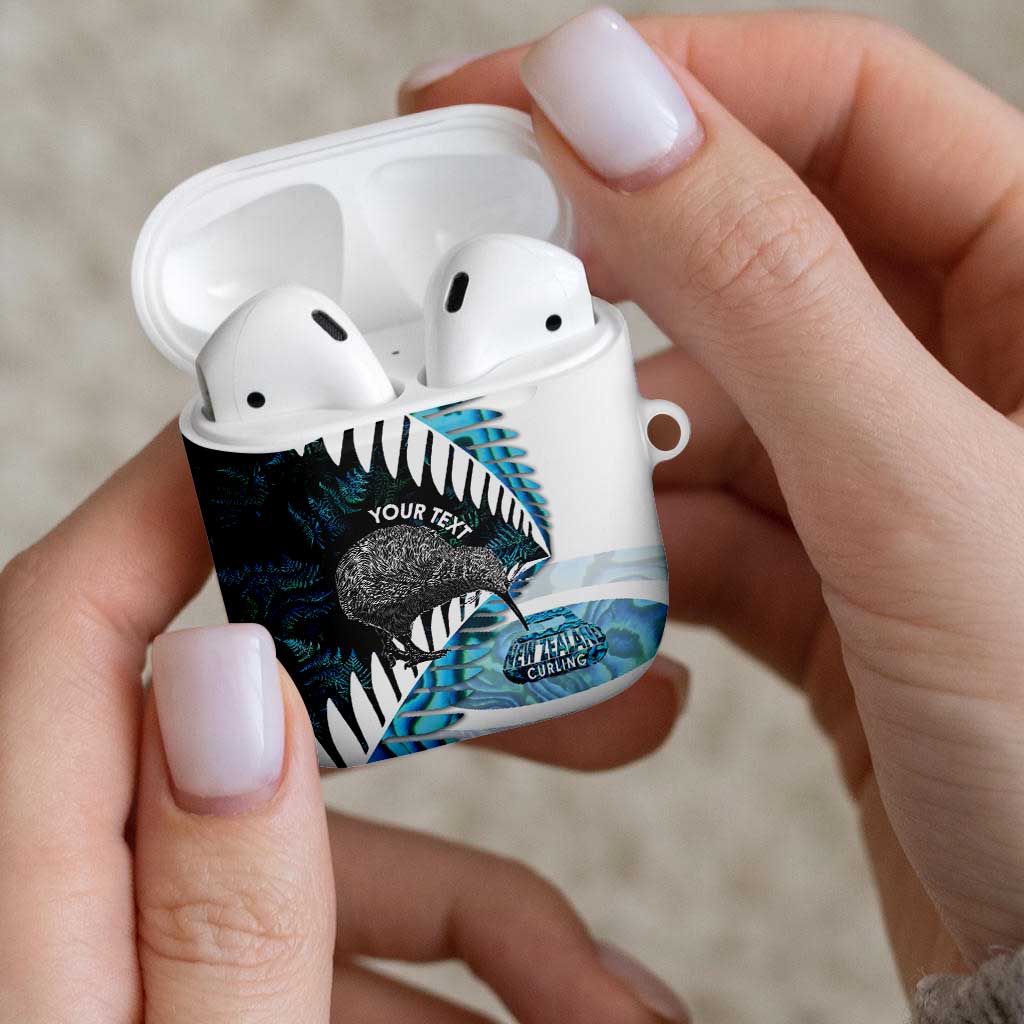 New Zealand Silver Fern Curling Personalised AirPods Case Aotearoa Kiwi Ponga Paua Shell Version - Polynesian Pride
