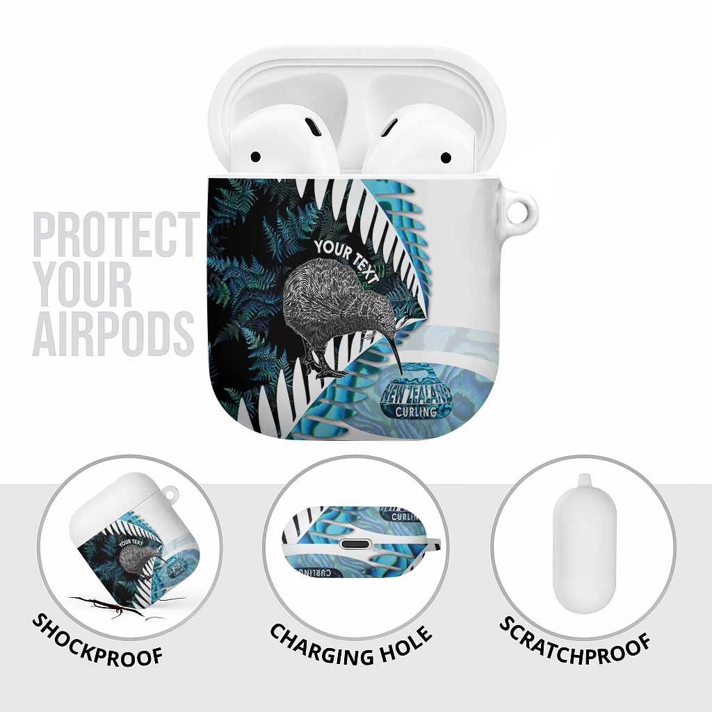 New Zealand Silver Fern Curling Personalised AirPods Case Aotearoa Kiwi Ponga Paua Shell Version - Polynesian Pride