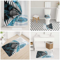 New Zealand Silver Fern Curling Personalised Bathroom Set Aotearoa Kiwi Ponga Paua Shell Version - Polynesian Pride