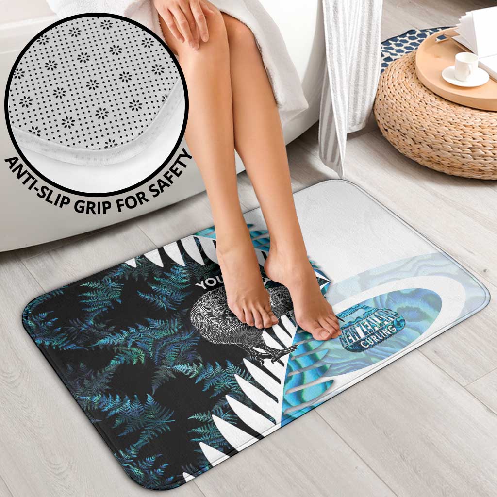 New Zealand Silver Fern Curling Personalised Bathroom Set Aotearoa Kiwi Ponga Paua Shell Version - Polynesian Pride