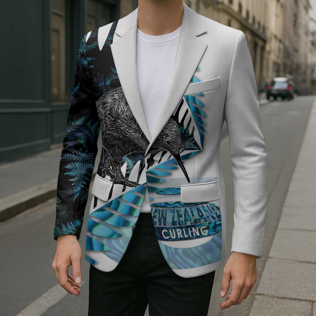 New Zealand Silver Fern Curling Personalised Blazer Aotearoa Kiwi Ponga Paua Shell Version LT14 - Polynesian Pride