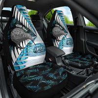New Zealand Silver Fern Curling Personalised Car Seat Cover Aotearoa Kiwi Ponga Paua Shell Version - Polynesian Pride