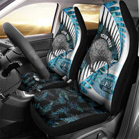 New Zealand Silver Fern Curling Personalised Car Seat Cover Aotearoa Kiwi Ponga Paua Shell Version - Polynesian Pride