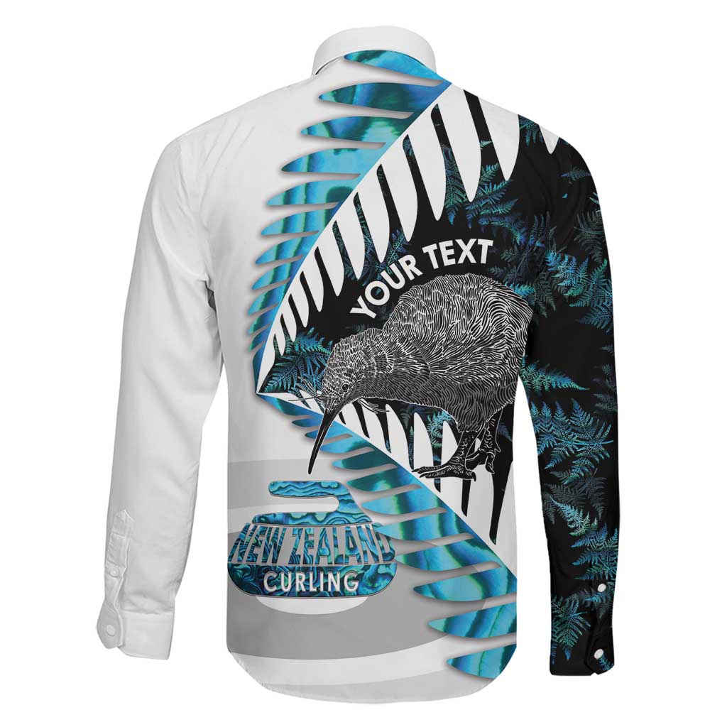 New Zealand Silver Fern Curling Personalised Family Matching Long Sleeve Bodycon Dress and Hawaiian Shirt Aotearoa Kiwi Ponga Paua Shell Version LT14 - Polynesian Pride