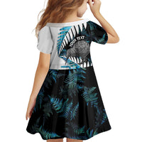 New Zealand Silver Fern Curling Personalised Family Matching Off Shoulder Short Dress and Hawaiian Shirt Aotearoa Kiwi Ponga Paua Shell Version LT14 - Polynesian Pride
