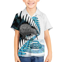 New Zealand Silver Fern Curling Personalised Family Matching Summer Maxi Dress and Hawaiian Shirt Aotearoa Kiwi Ponga Paua Shell Version - Polynesian Pride