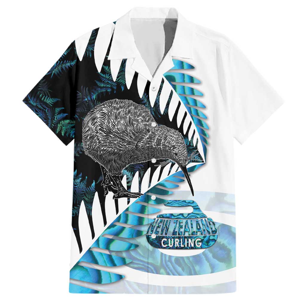 New Zealand Silver Fern Curling Personalised Family Matching Tank Maxi Dress and Hawaiian Shirt Aotearoa Kiwi Ponga Paua Shell Version LT14 Dad's Shirt - Short Sleeve Black - Polynesian Pride
