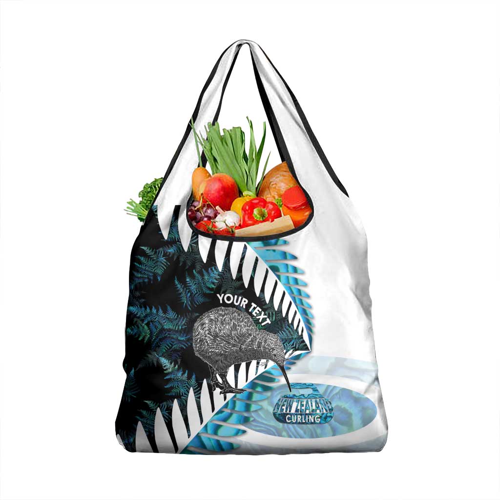 New Zealand Silver Fern Curling Personalised Grocery Bag Aotearoa Kiwi Ponga Paua Shell Version - Polynesian Pride