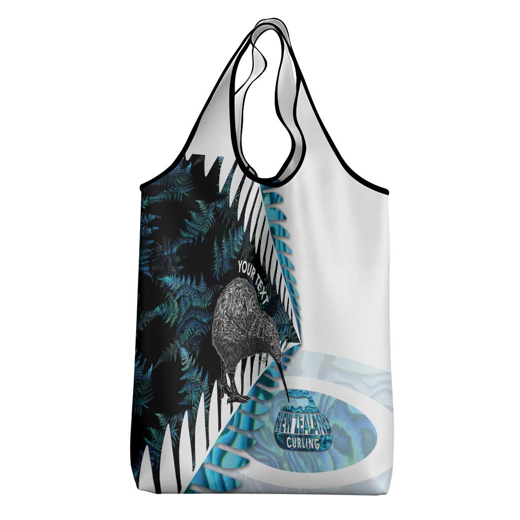 New Zealand Silver Fern Curling Personalised Grocery Bag Aotearoa Kiwi Ponga Paua Shell Version - Polynesian Pride