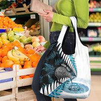 New Zealand Silver Fern Curling Personalised Grocery Bag Aotearoa Kiwi Ponga Paua Shell Version - Polynesian Pride