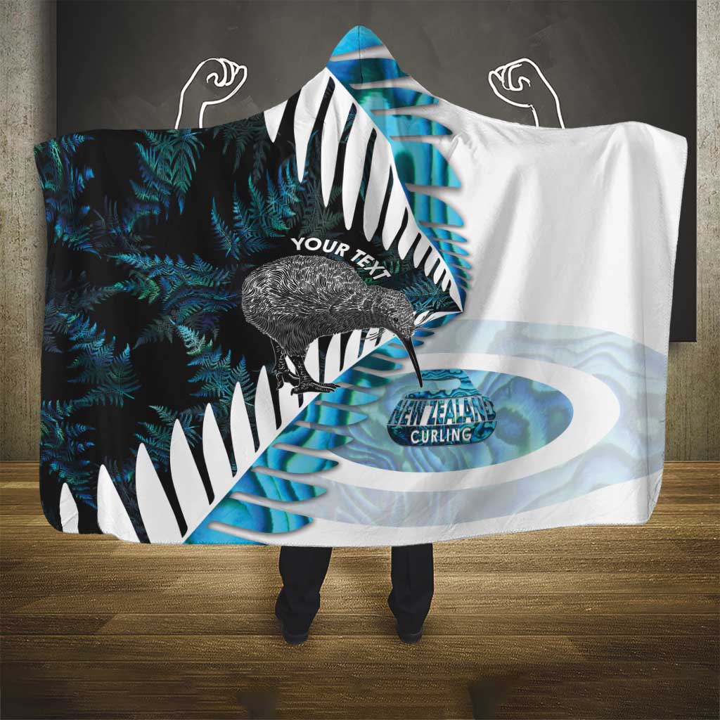 New Zealand Silver Fern Curling Personalised Hooded Blanket Aotearoa Kiwi Ponga Paua Shell Version LT14 - Polynesian Pride