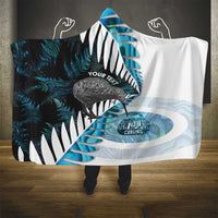 New Zealand Silver Fern Curling Personalised Hooded Blanket Aotearoa Kiwi Ponga Paua Shell Version LT14 - Polynesian Pride