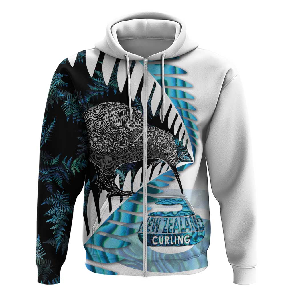 New Zealand Silver Fern Curling Personalised Hoodie Aotearoa Kiwi Ponga Paua Shell Version - Polynesian Pride