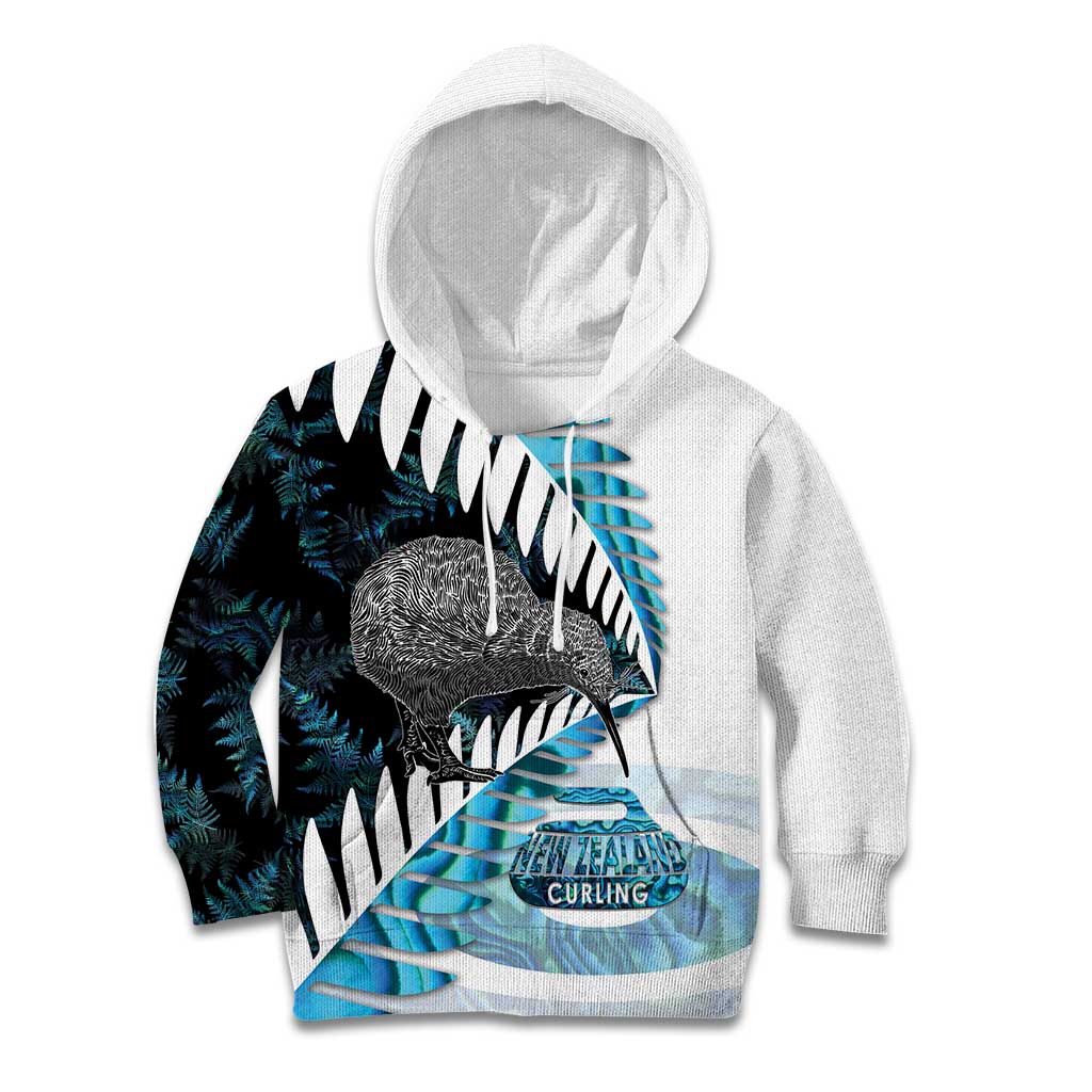 New Zealand Silver Fern Curling Personalised Kid Hoodie Aotearoa Kiwi Ponga Paua Shell Version - Polynesian Pride