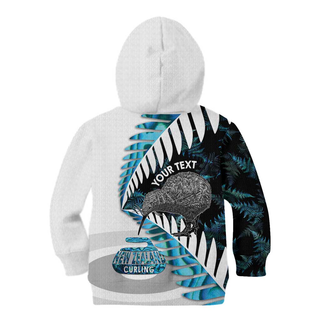 New Zealand Silver Fern Curling Personalised Kid Hoodie Aotearoa Kiwi Ponga Paua Shell Version - Polynesian Pride