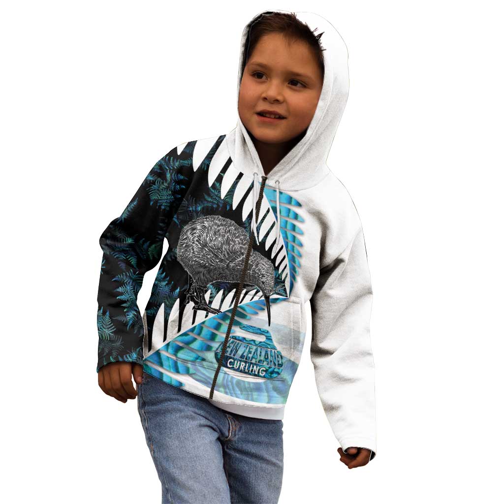 New Zealand Silver Fern Curling Personalised Kid Hoodie Aotearoa Kiwi Ponga Paua Shell Version - Polynesian Pride