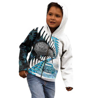 New Zealand Silver Fern Curling Personalised Kid Hoodie Aotearoa Kiwi Ponga Paua Shell Version - Polynesian Pride