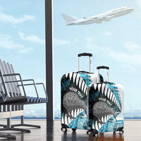 New Zealand Silver Fern Curling Personalised Luggage Cover Aotearoa Kiwi Ponga Paua Shell Version - Polynesian Pride