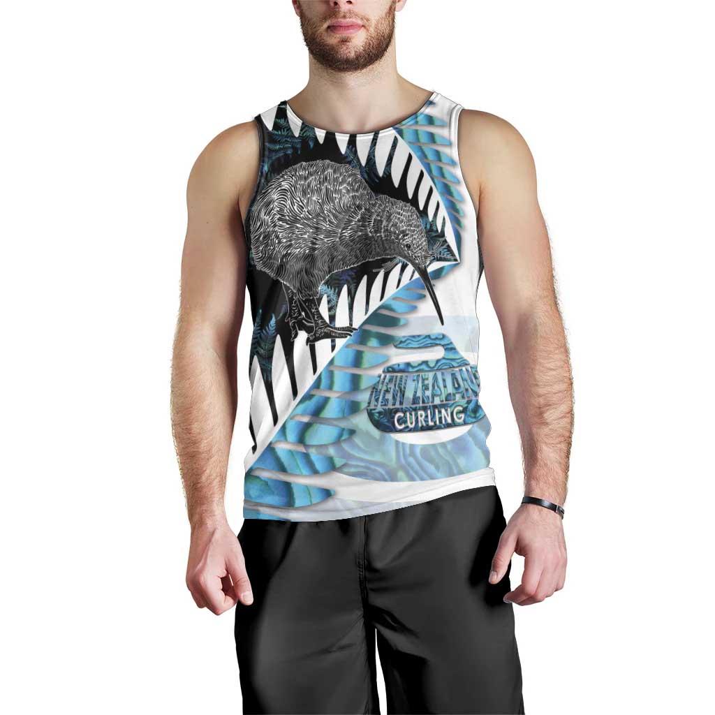 New Zealand Silver Fern Curling Personalised Men Tank Top Aotearoa Kiwi Ponga Paua Shell Version LT14 - Polynesian Pride
