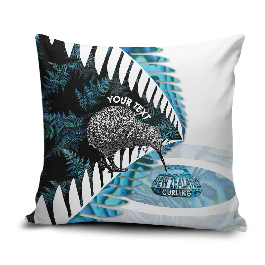 New Zealand Silver Fern Curling Personalised Pillow Cover Aotearoa Kiwi Ponga Paua Shell Version - Polynesian Pride