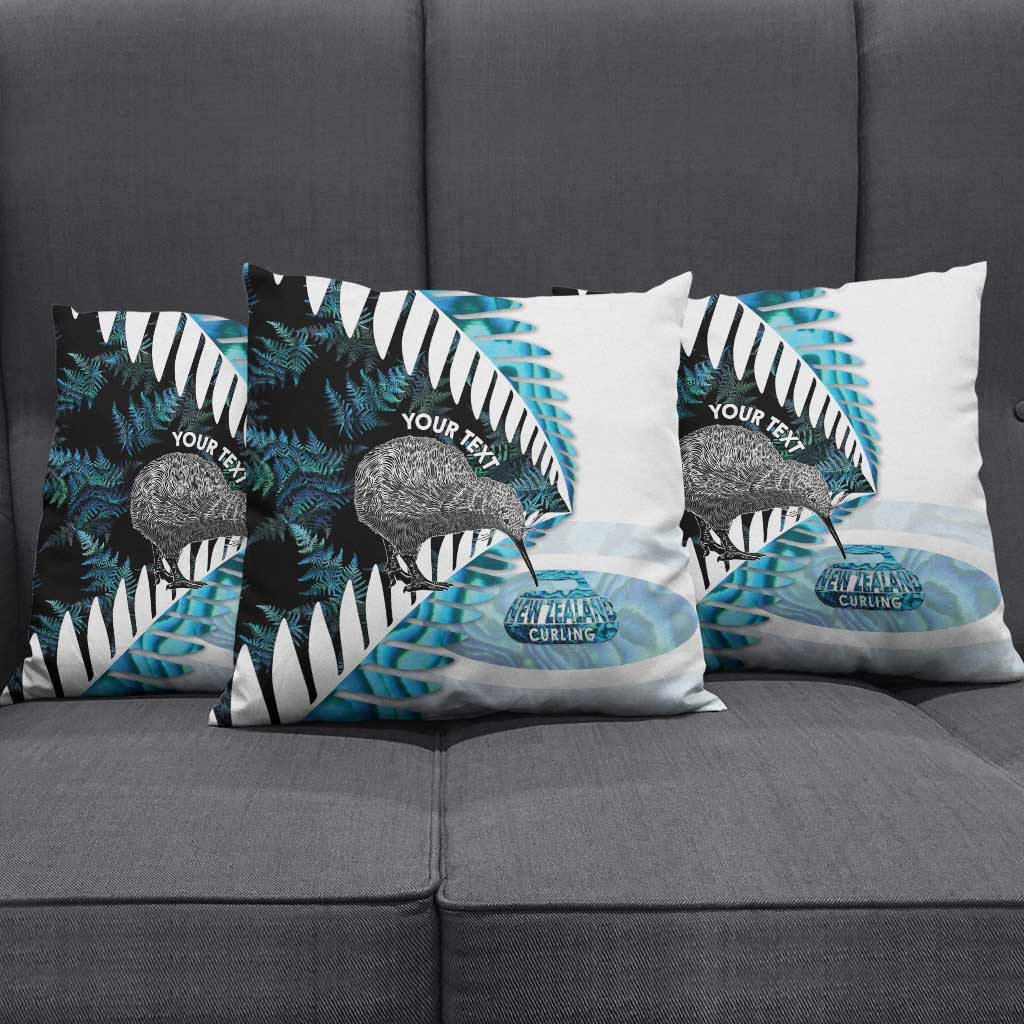 New Zealand Silver Fern Curling Personalised Pillow Cover Aotearoa Kiwi Ponga Paua Shell Version - Polynesian Pride