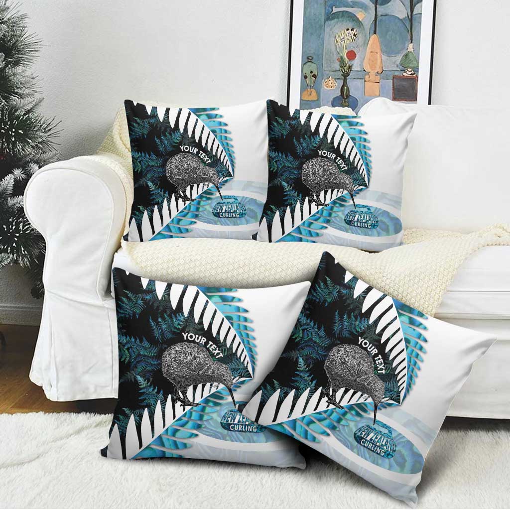 New Zealand Silver Fern Curling Personalised Pillow Cover Aotearoa Kiwi Ponga Paua Shell Version - Polynesian Pride