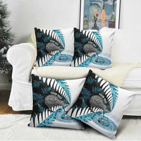 New Zealand Silver Fern Curling Personalised Pillow Cover Aotearoa Kiwi Ponga Paua Shell Version - Polynesian Pride