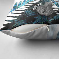 New Zealand Silver Fern Curling Personalised Pillow Cover Aotearoa Kiwi Ponga Paua Shell Version - Polynesian Pride