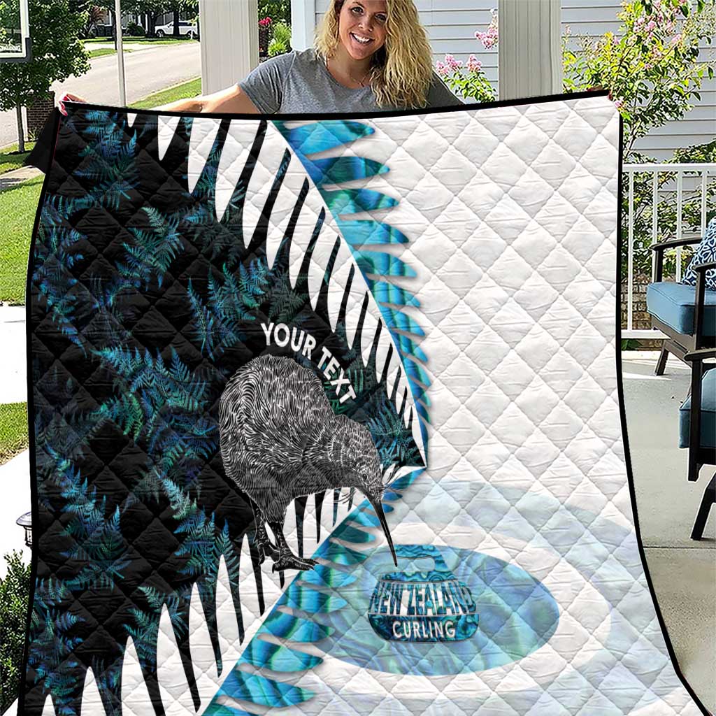 New Zealand Silver Fern Curling Personalised Quilt Aotearoa Kiwi Ponga Paua Shell Version - Polynesian Pride