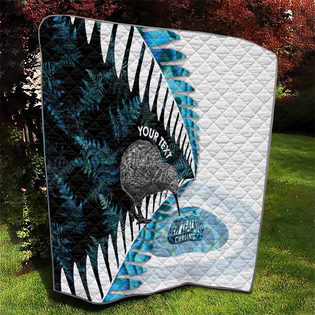 New Zealand Silver Fern Curling Personalised Quilt Aotearoa Kiwi Ponga Paua Shell Version - Polynesian Pride