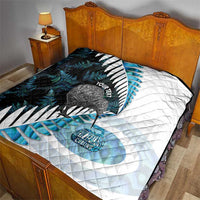 New Zealand Silver Fern Curling Personalised Quilt Aotearoa Kiwi Ponga Paua Shell Version - Polynesian Pride