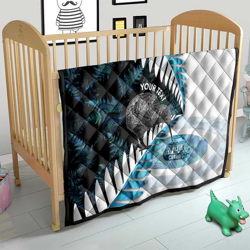 New Zealand Silver Fern Curling Personalised Quilt Aotearoa Kiwi Ponga Paua Shell Version - Polynesian Pride