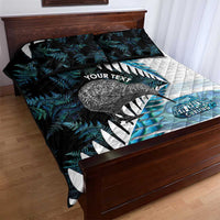 New Zealand Silver Fern Curling Personalised Quilt Bed Set Aotearoa Kiwi Ponga Paua Shell Version - Polynesian Pride