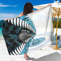 New Zealand Silver Fern Curling Personalised Sarong Aotearoa Kiwi Ponga Paua Shell Version - Polynesian Pride