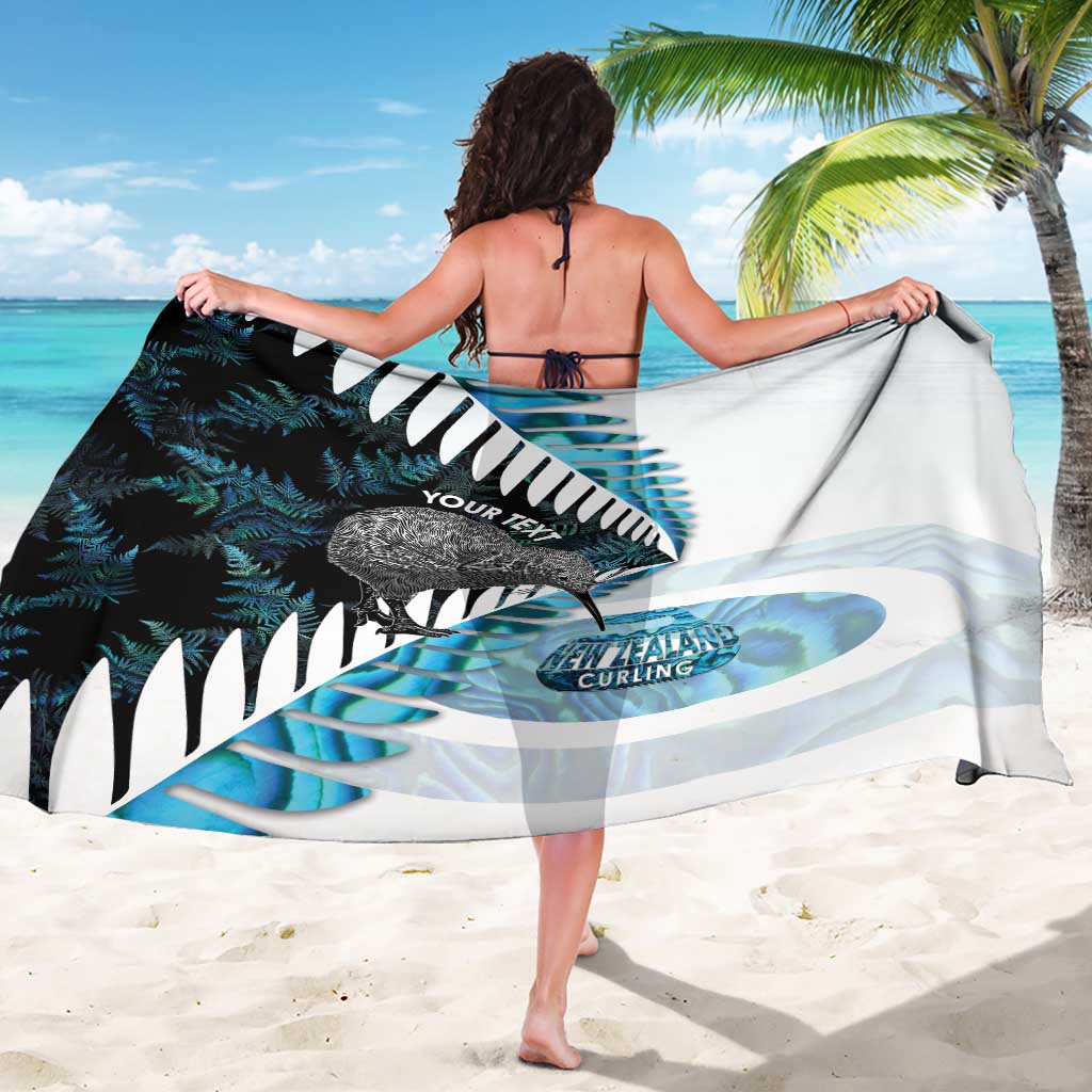 New Zealand Silver Fern Curling Personalised Sarong Aotearoa Kiwi Ponga Paua Shell Version - Polynesian Pride