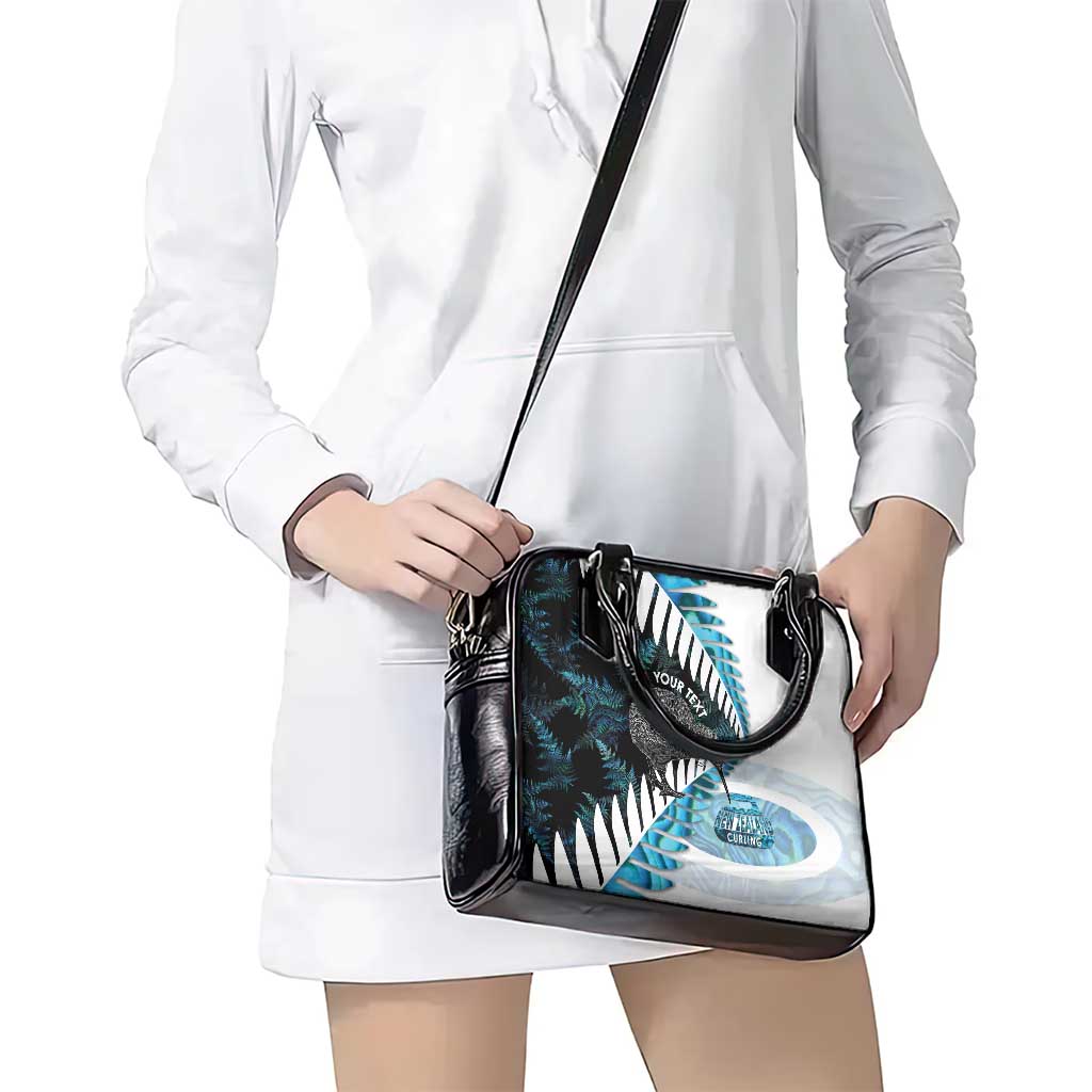 New Zealand Silver Fern Curling Personalised Shoulder Handbag Aotearoa Kiwi Ponga Paua Shell Version LT14 - Polynesian Pride