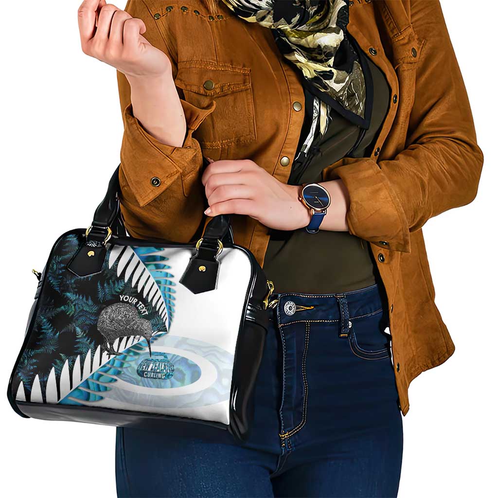 New Zealand Silver Fern Curling Personalised Shoulder Handbag Aotearoa Kiwi Ponga Paua Shell Version LT14 - Polynesian Pride