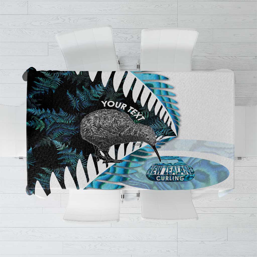 New Zealand Silver Fern Curling Personalised Tablecloth Aotearoa Kiwi Ponga Paua Shell Version - Polynesian Pride