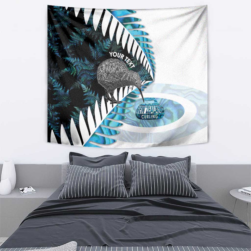 New Zealand Silver Fern Curling Personalised Tapestry Aotearoa Kiwi Ponga Paua Shell Version LT14 - Polynesian Pride