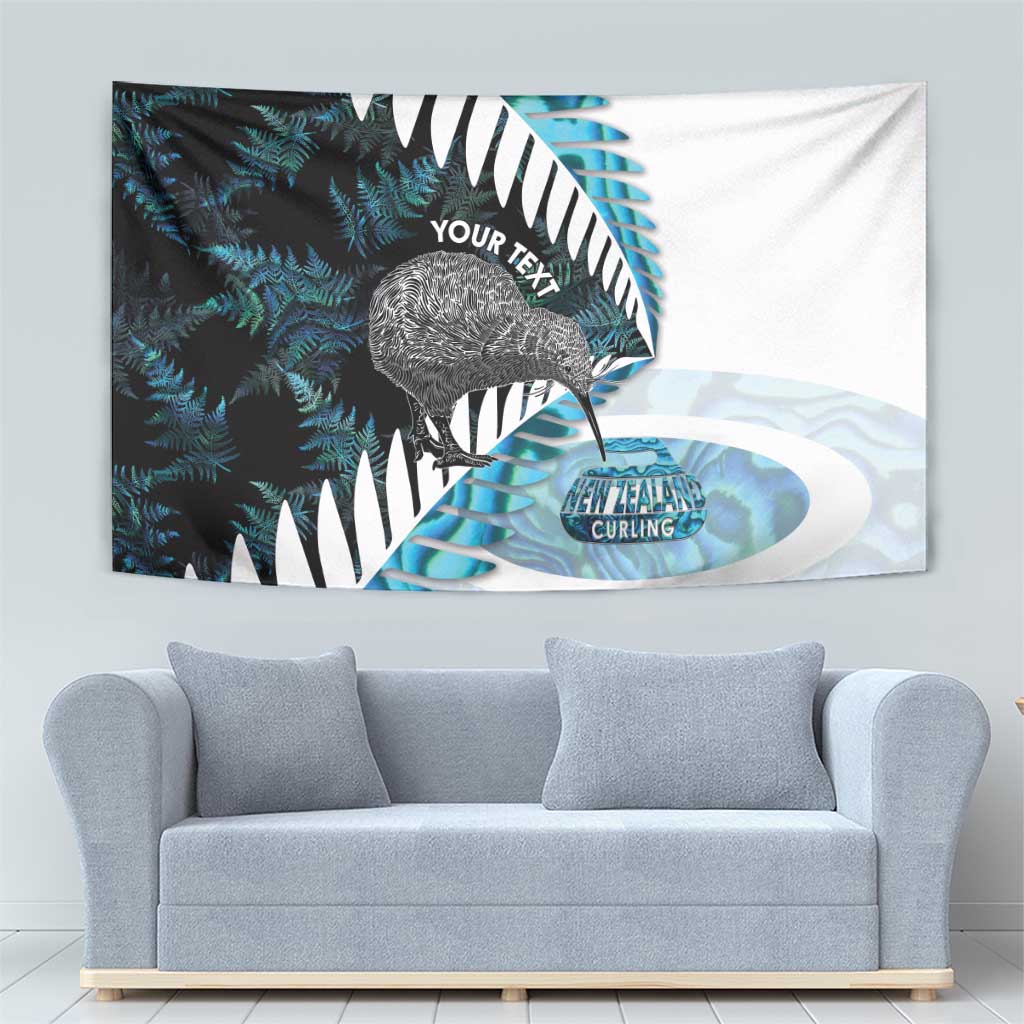 New Zealand Silver Fern Curling Personalised Tapestry Aotearoa Kiwi Ponga Paua Shell Version LT14 - Polynesian Pride