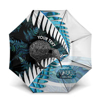 New Zealand Silver Fern Curling Personalised Umbrella Aotearoa Kiwi Ponga Paua Shell Version - Polynesian Pride